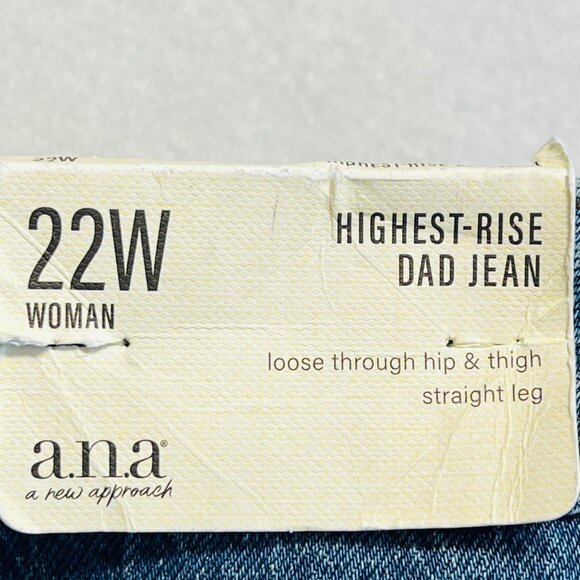 a.n.a. Womens Highest Rise Straight Stretch Blue Denim Dad Jeans Plus Sz 22W NWT - Picture 5 of 11